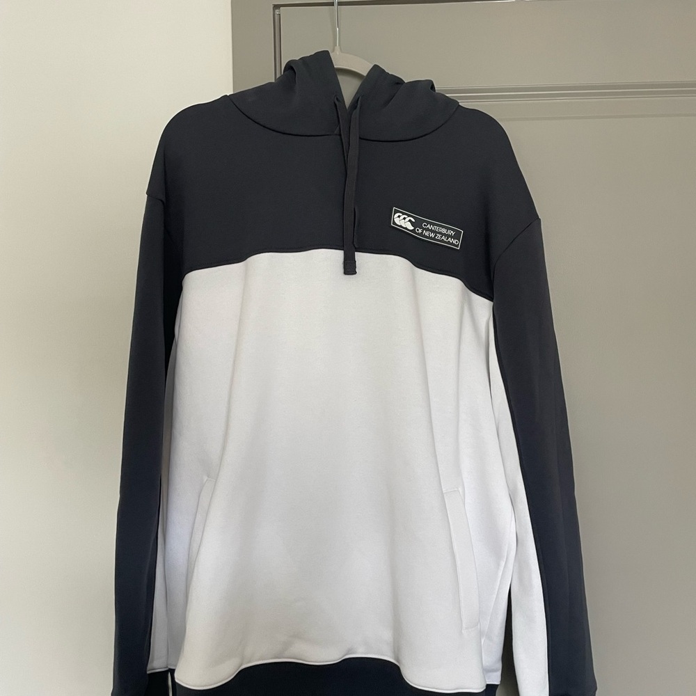 Black and White Color-Blocked Quarter-Zip Sweatshirt